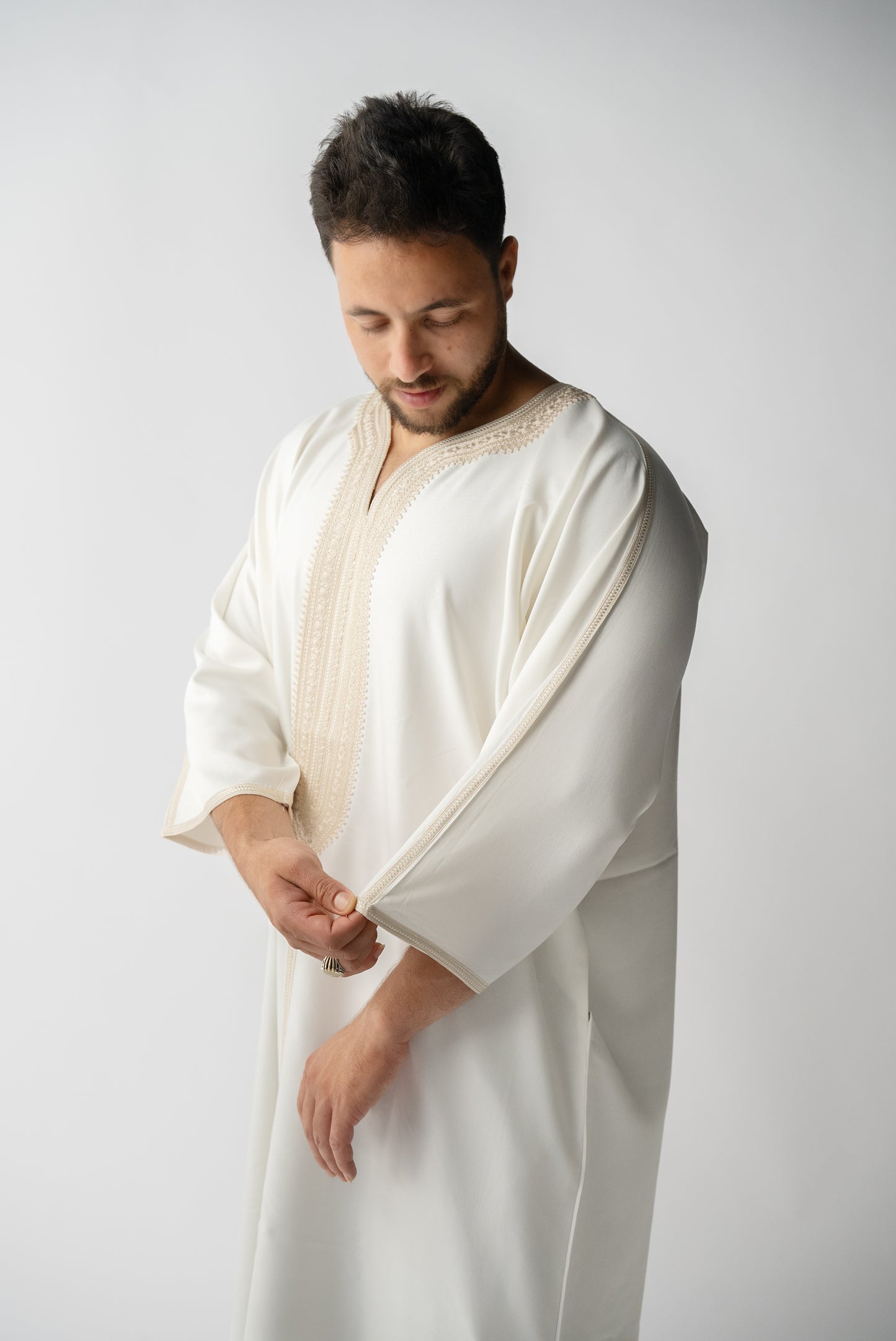 Off White & Beige Moroccan Gandoura