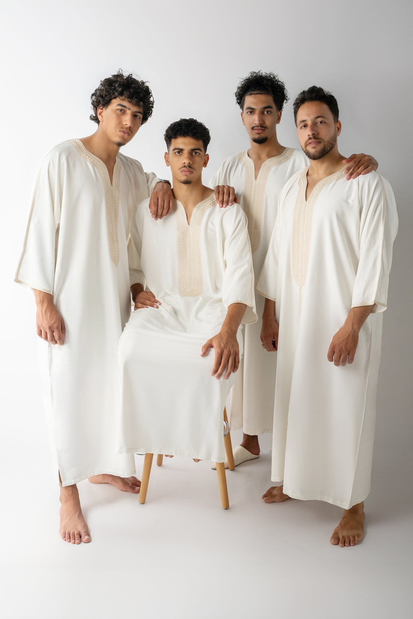 Off White & Beige Moroccan Gandoura