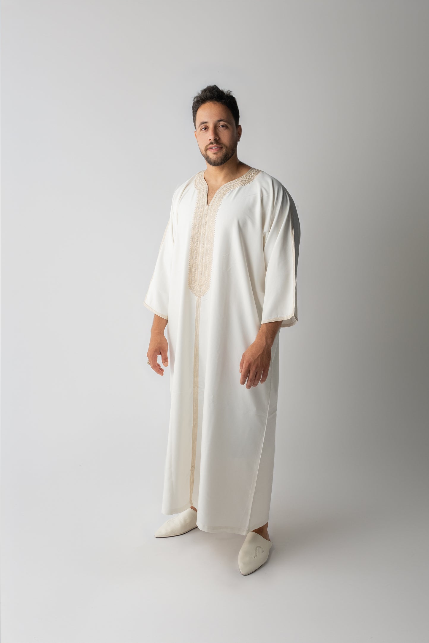 Off White & Beige Moroccan Gandoura