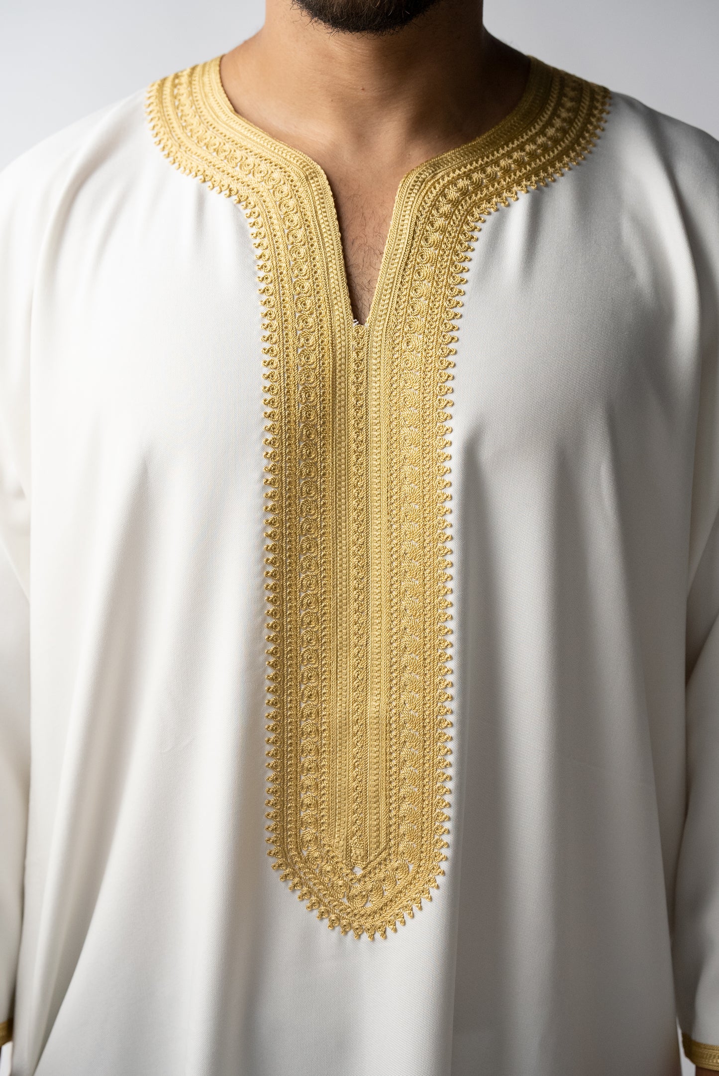 Off White & Gold Moroccan Gandoura