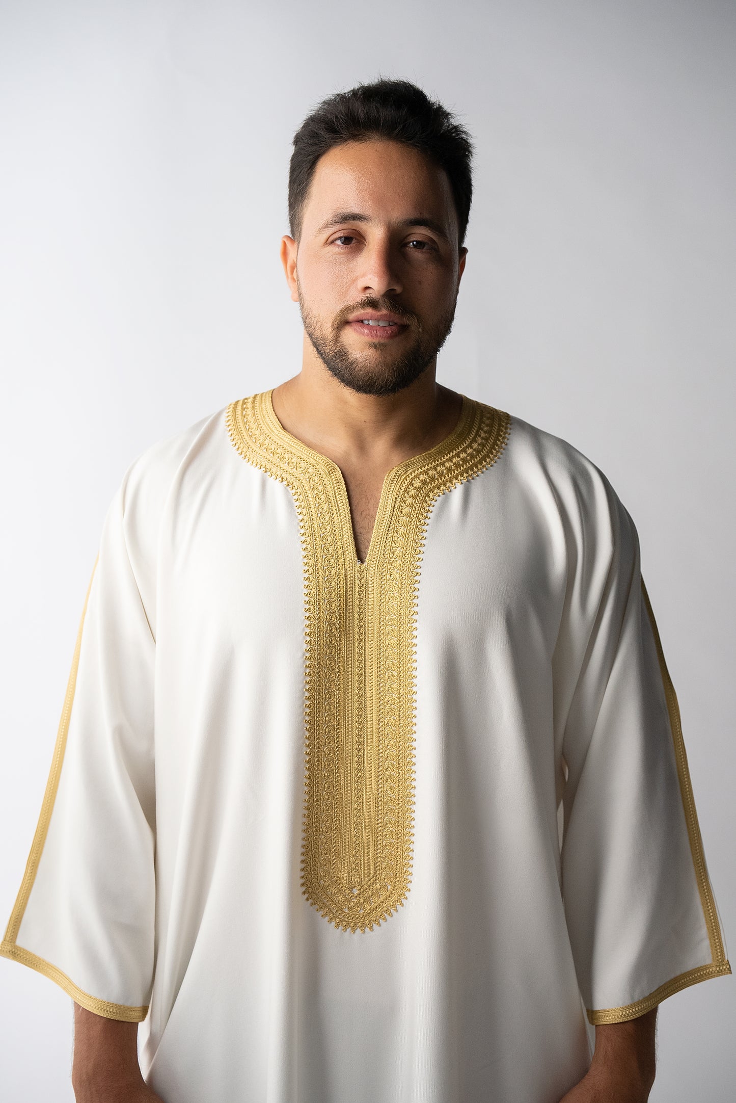 Off White & Gold Moroccan Gandoura