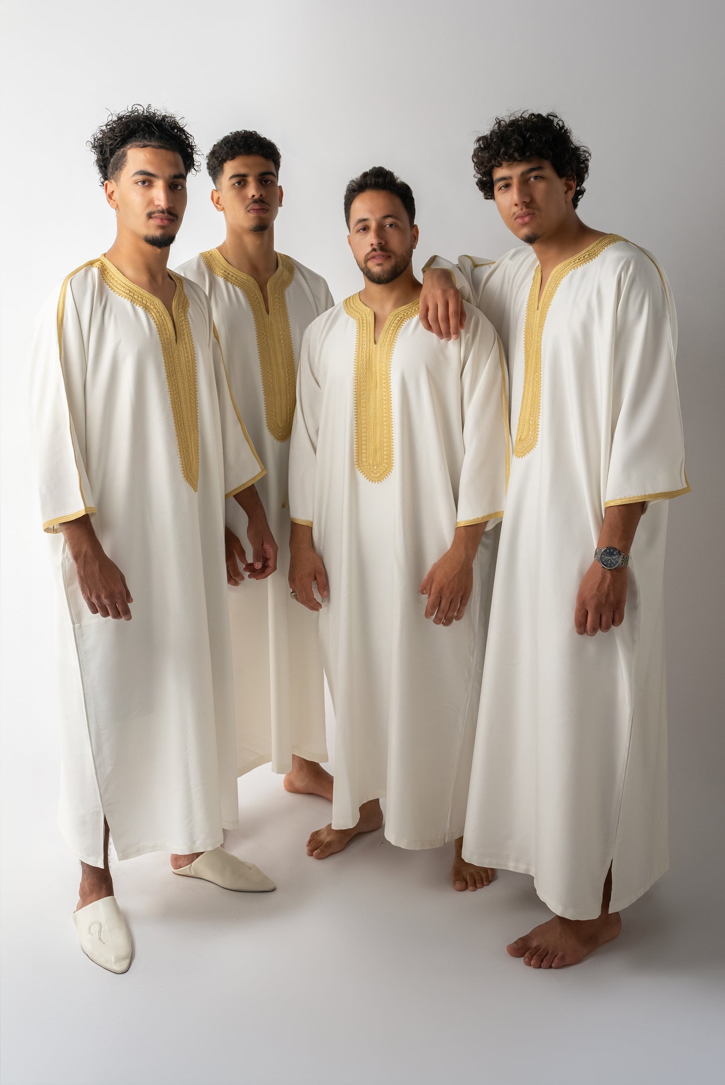 Off White & Gold Moroccan Gandoura