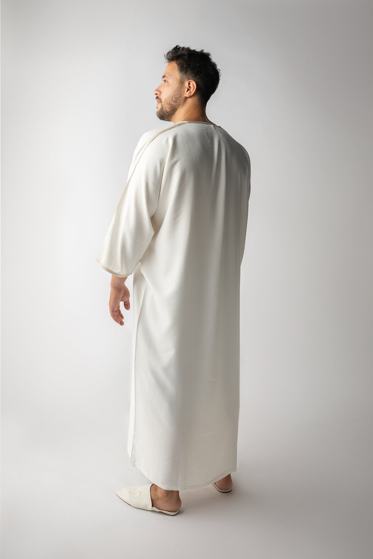 Off White & Beige Moroccan Gandoura