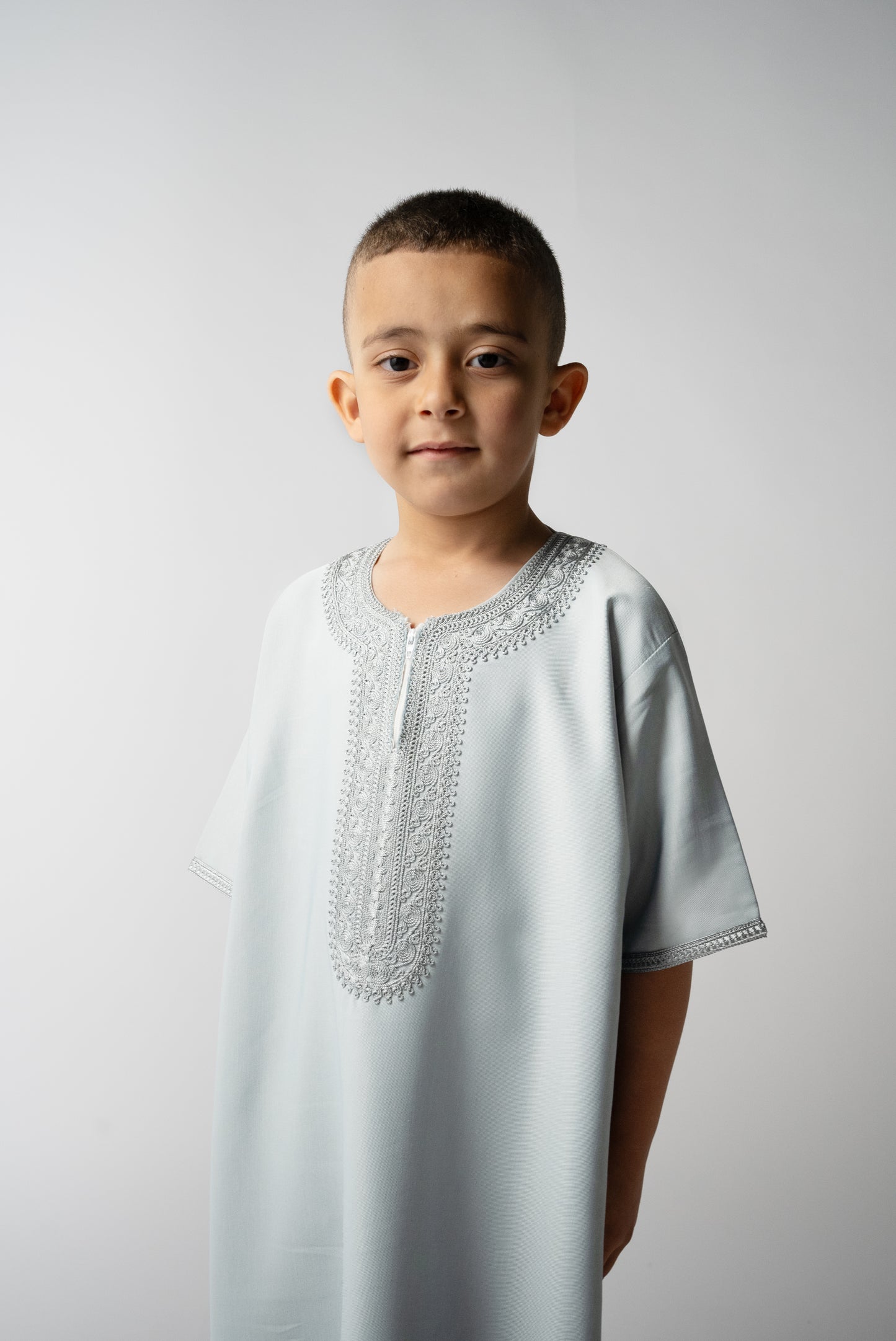 Ice Grey Children's Moroccan Gandoura