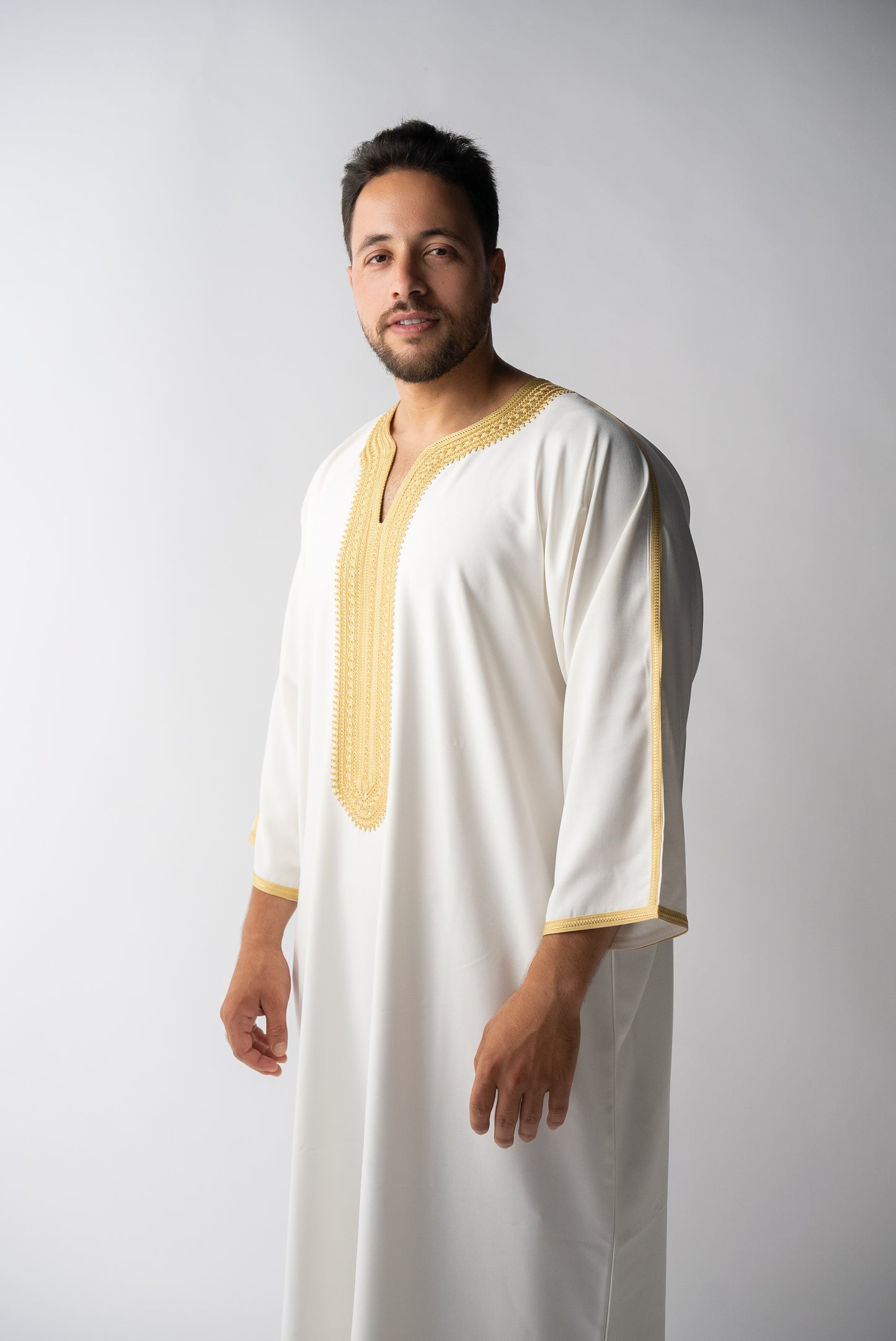 Off White & Gold Moroccan Gandoura