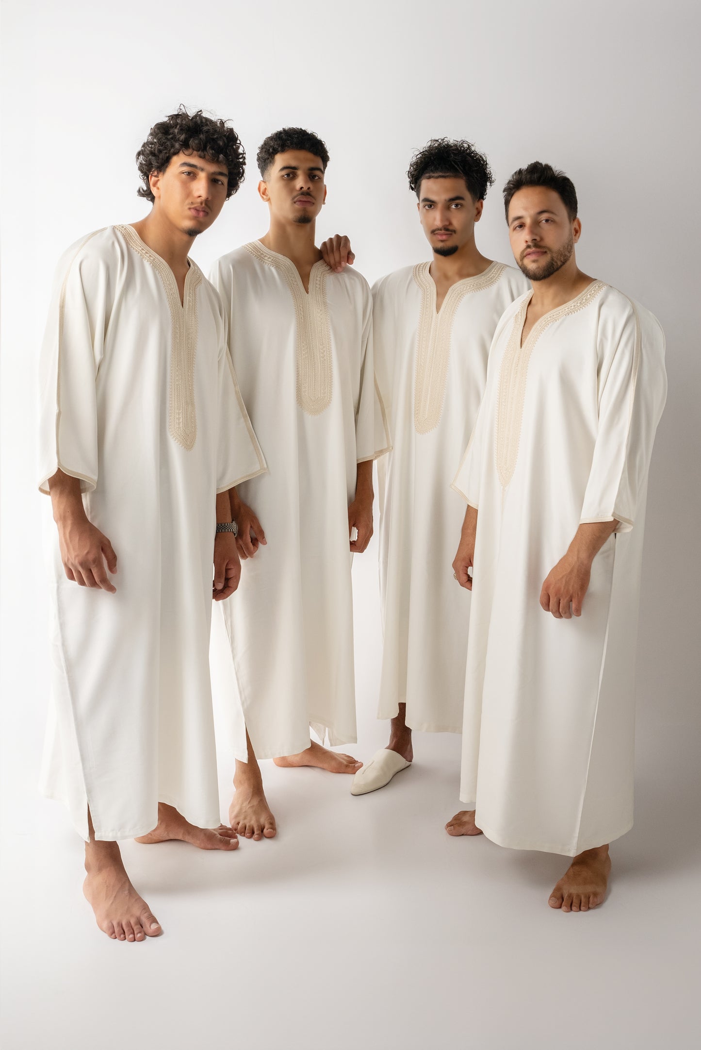 Off White & Beige Moroccan Gandoura