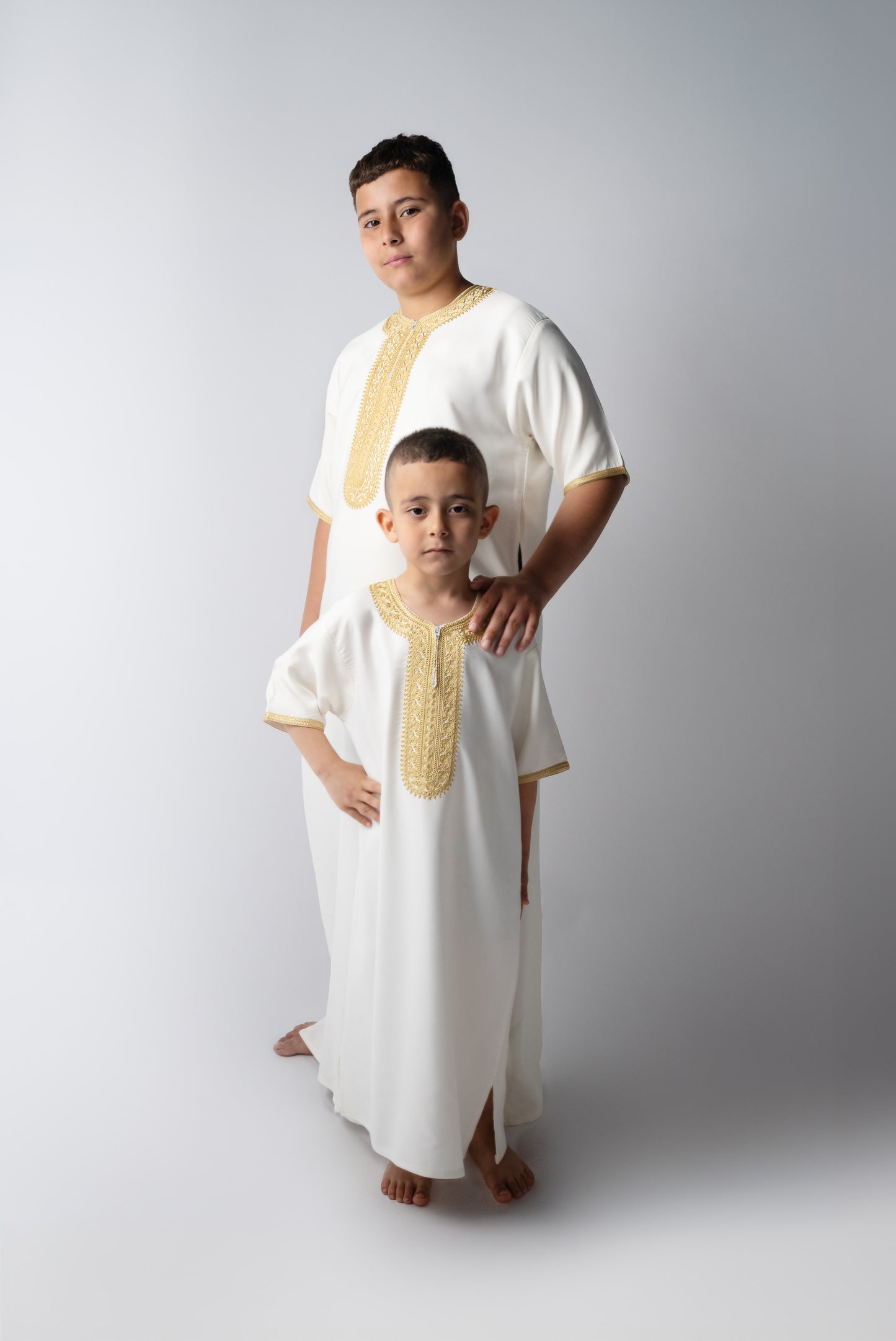 White & Gold Children's Moroccan Gandoura