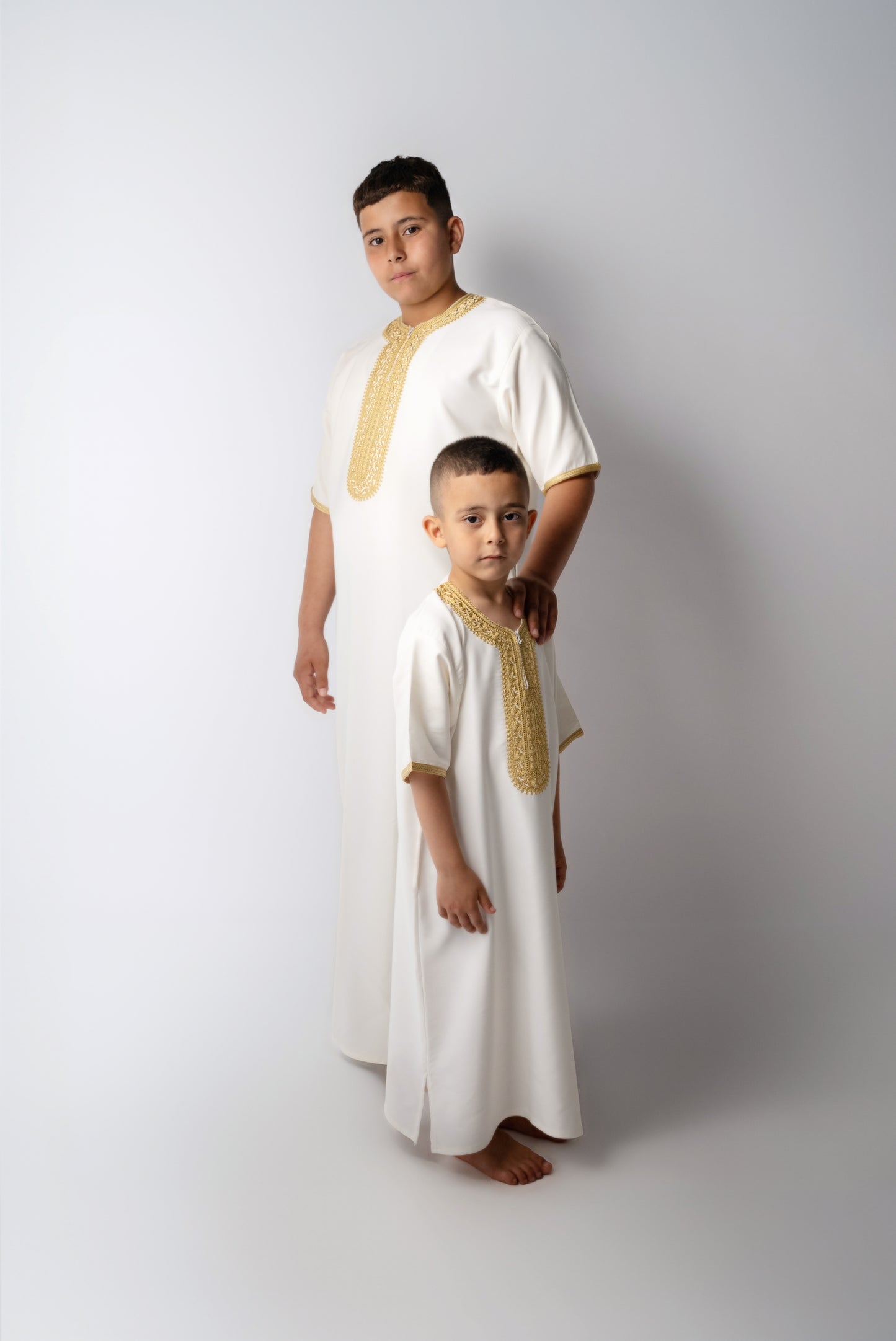 White & Gold Children's Moroccan Gandoura
