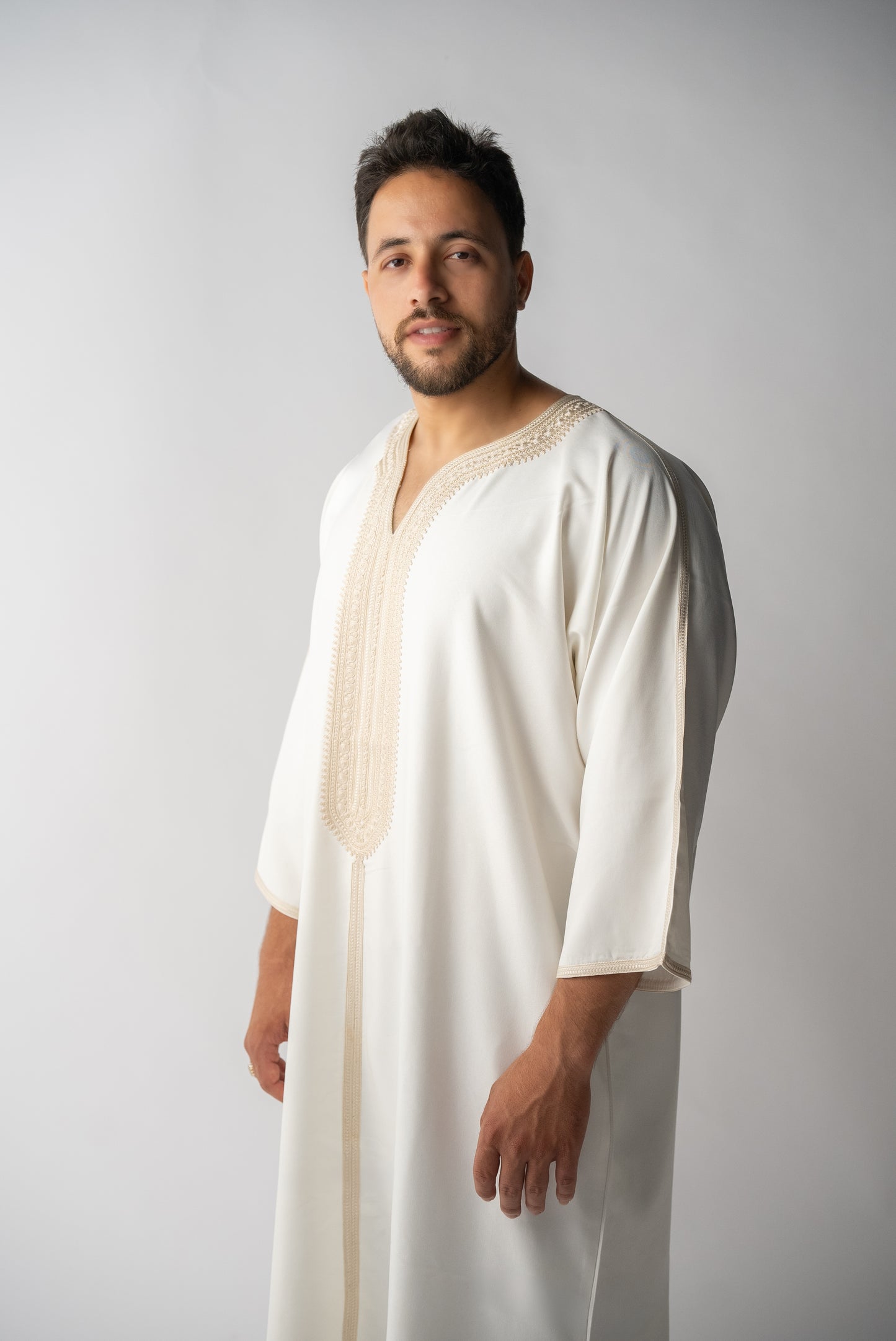Off White & Beige Moroccan Gandoura