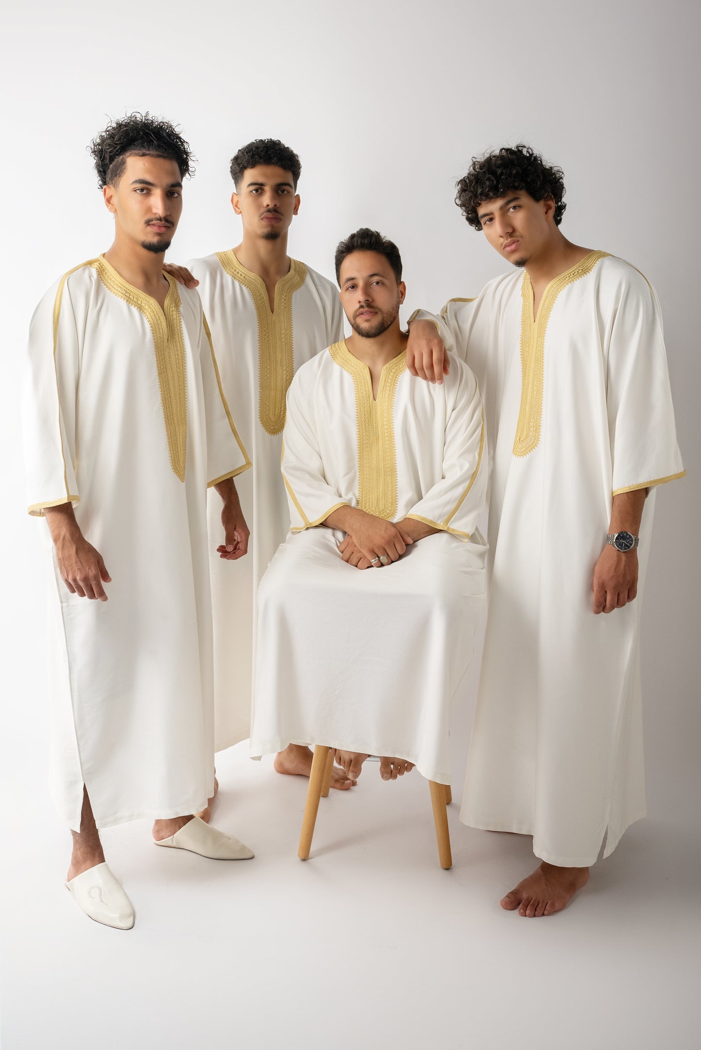Off White & Gold Moroccan Gandoura