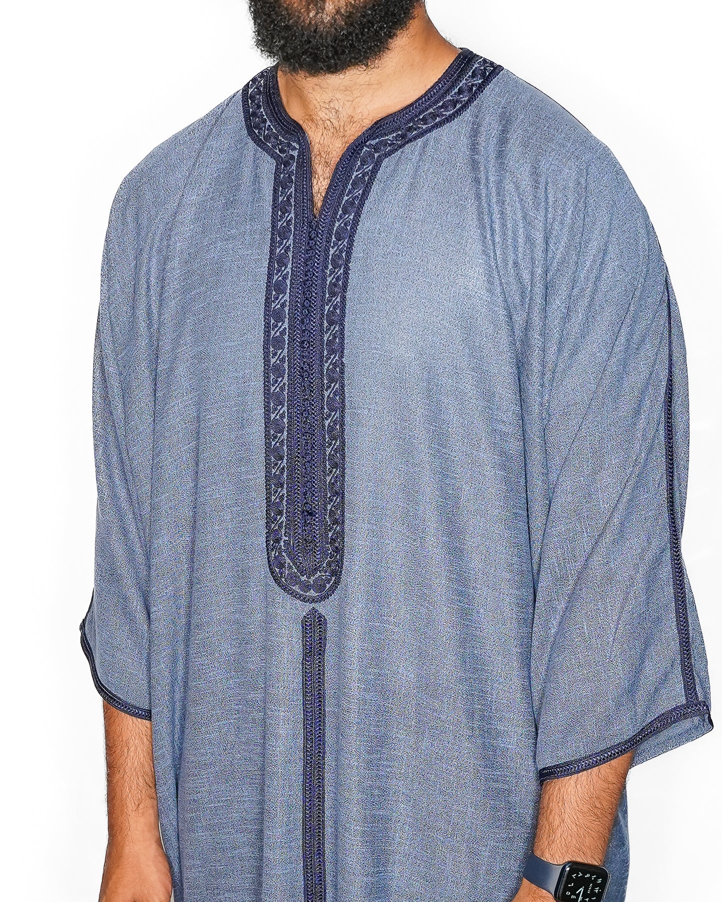 Original Blue Luxe Linen Moroccan Gandoura