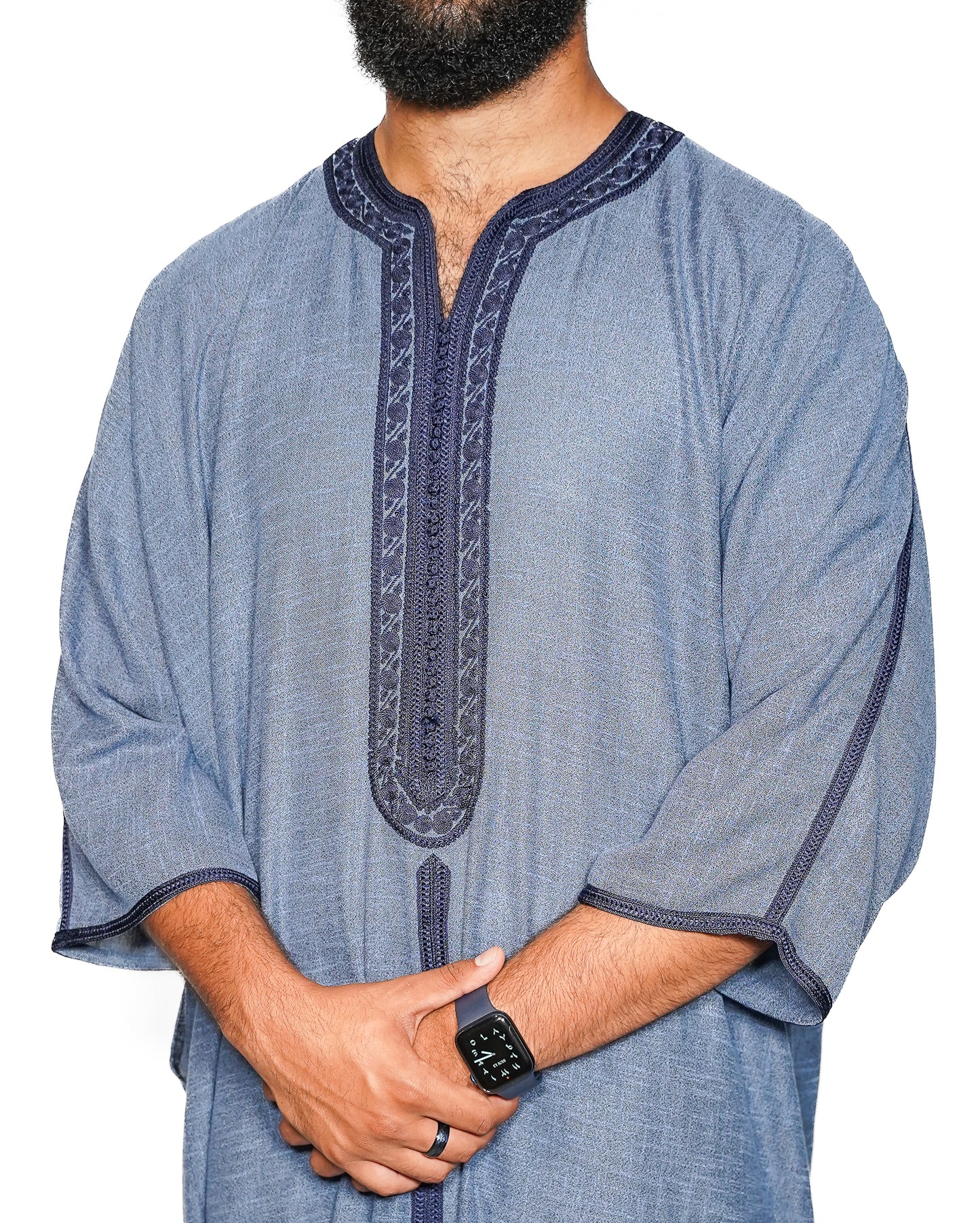 Original Blue Luxe Linen Moroccan Gandoura