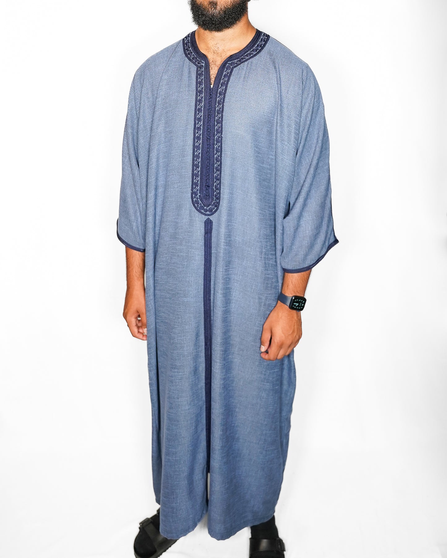 Original Blue Luxe Linen Moroccan Gandoura