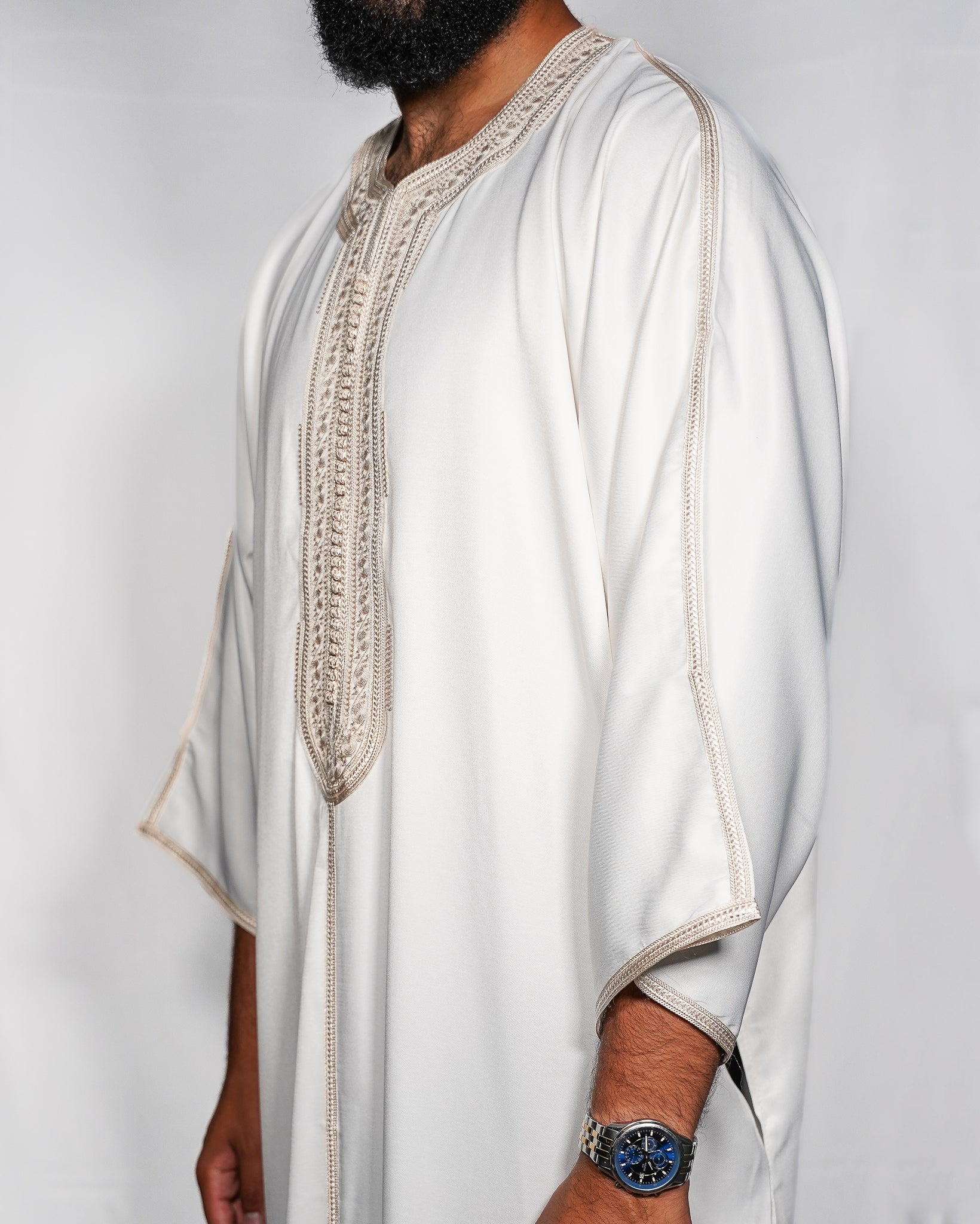 White Beige Moroccan Gandoura