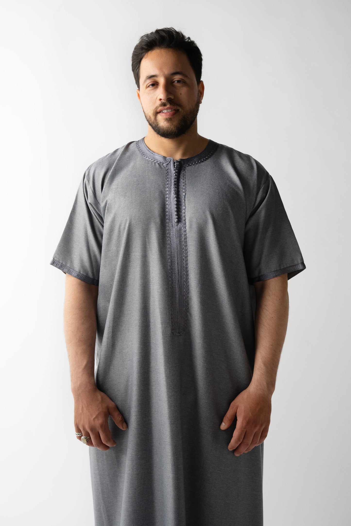Grey Short Sleeve  Moroccan Thobe
