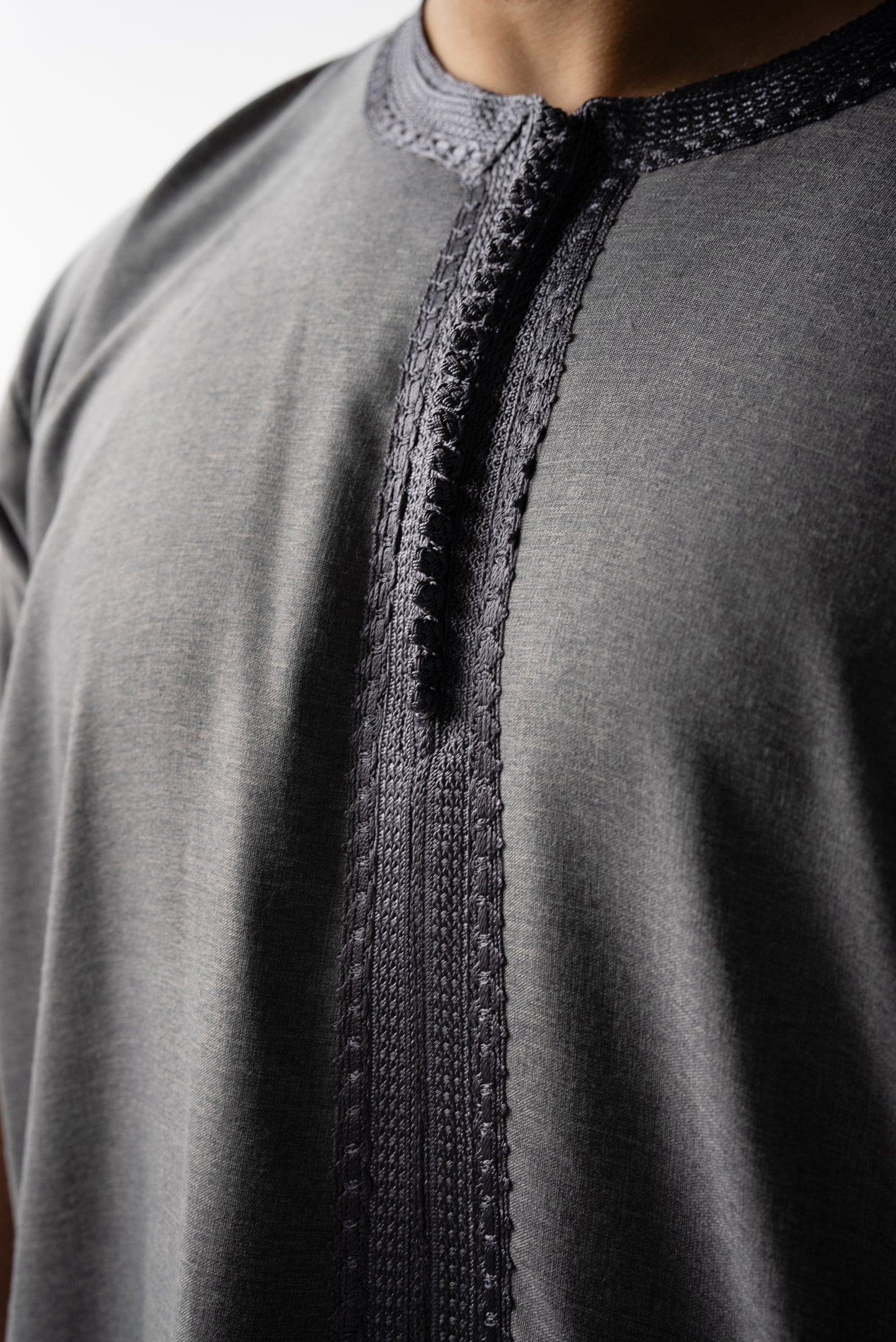 Grey Short Sleeve  Moroccan Thobe