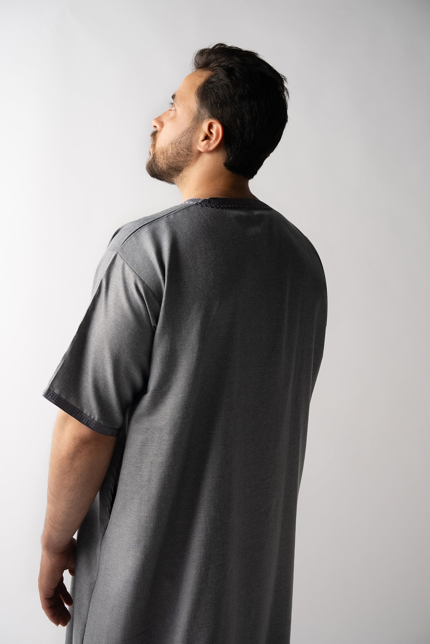 Grey Short Sleeve  Moroccan Thobe