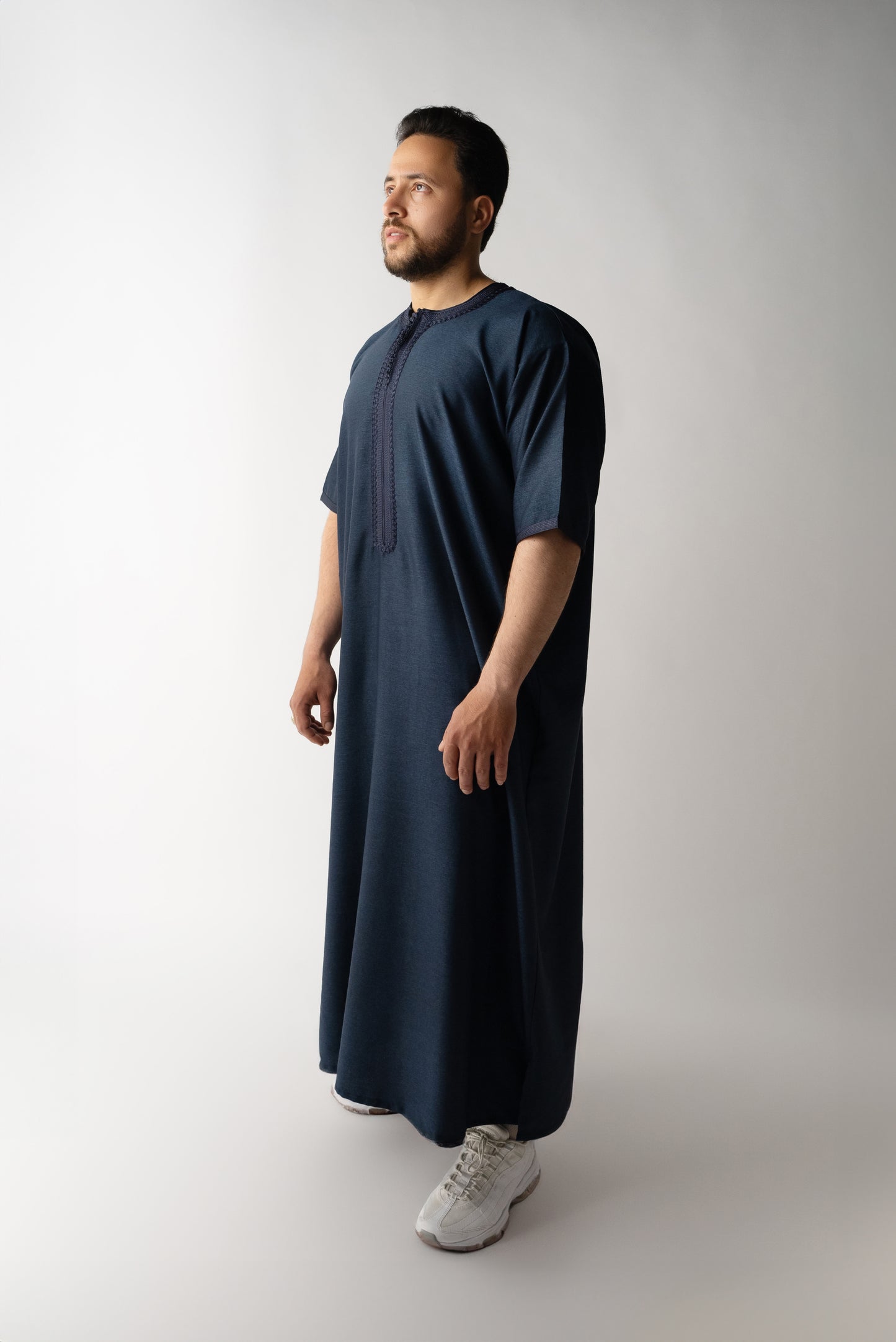 Navy Short Sleeve  Moroccan Qamees