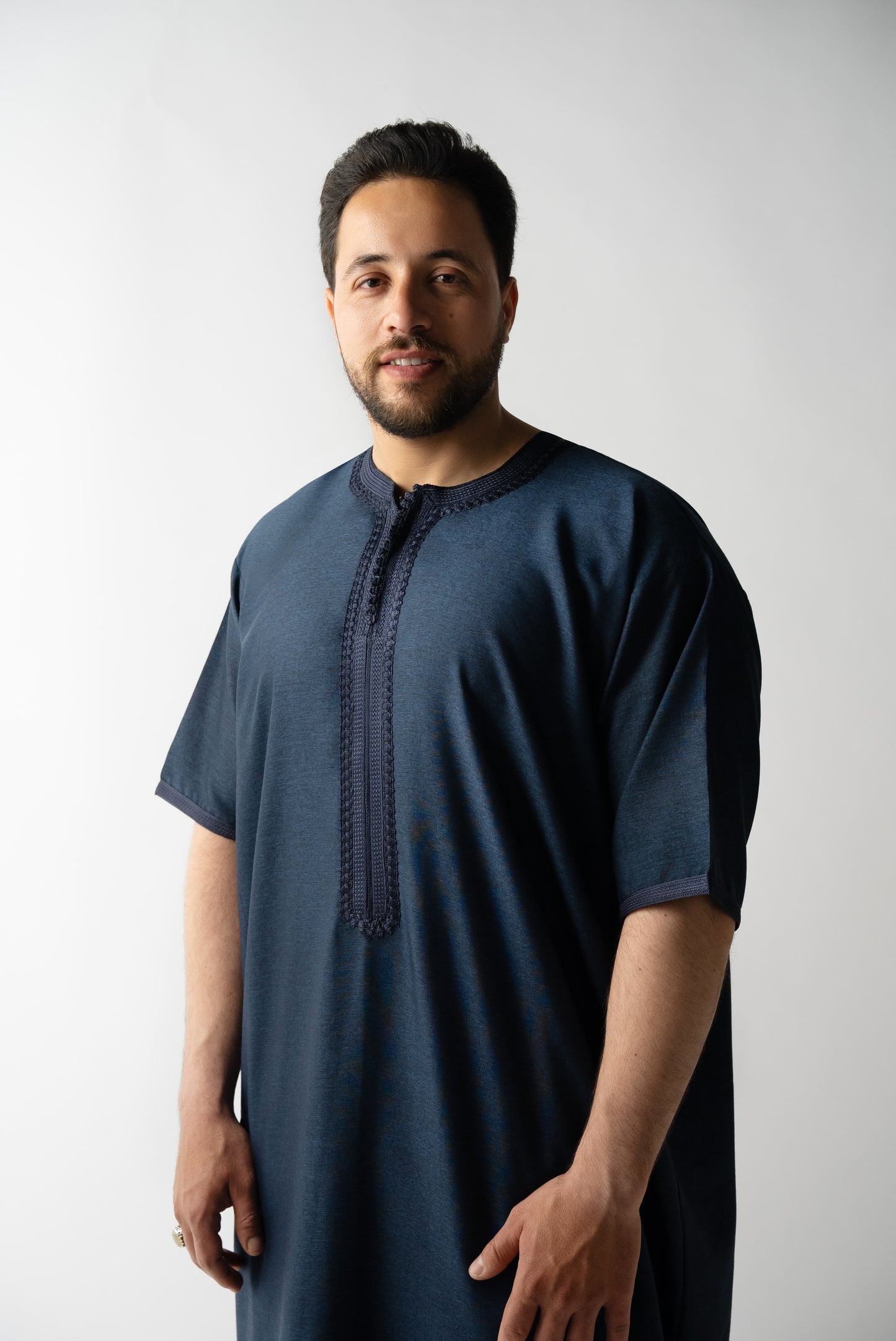 Navy Short Sleeve  Moroccan Qamees