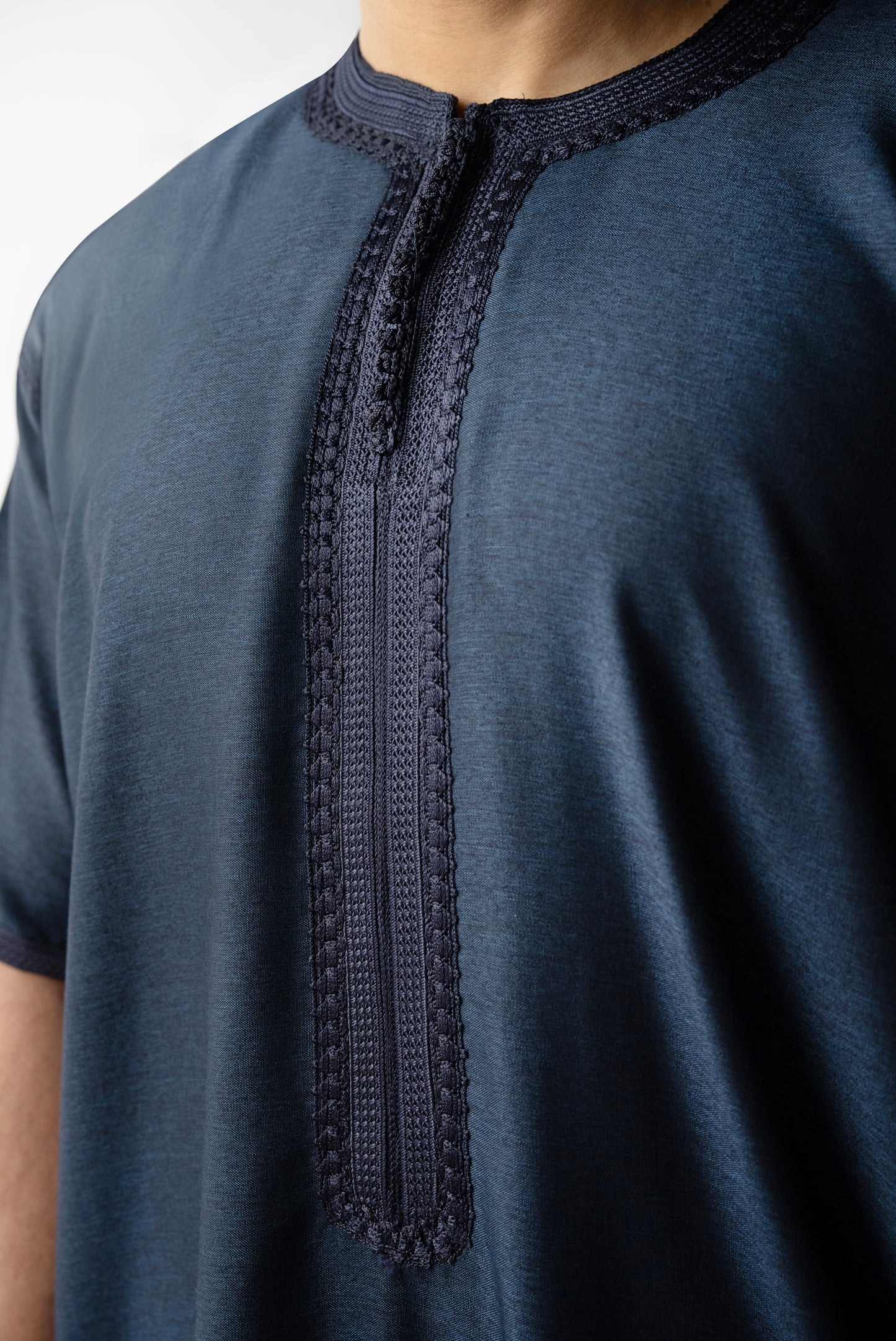 Navy Short Sleeve  Moroccan Qamees