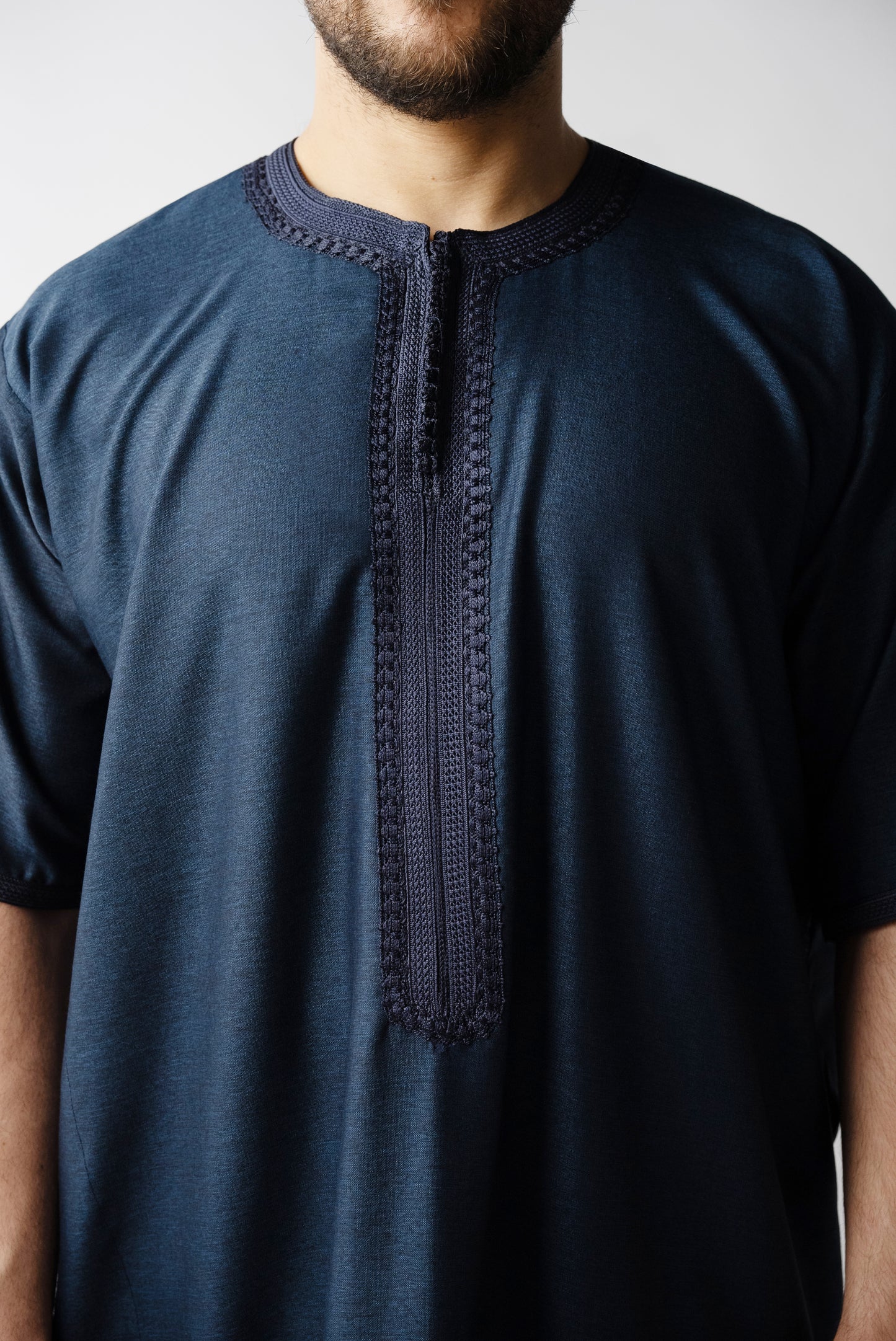 Navy Short Sleeve  Moroccan Qamees