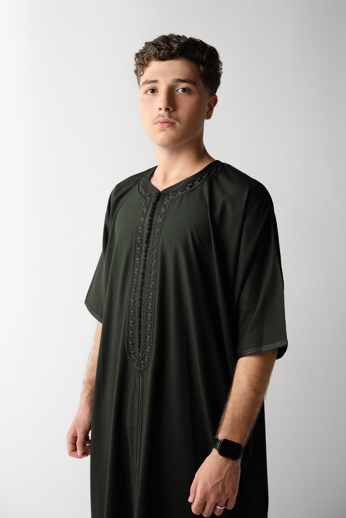 Off Black Slim Fit Moroccan Gandoura