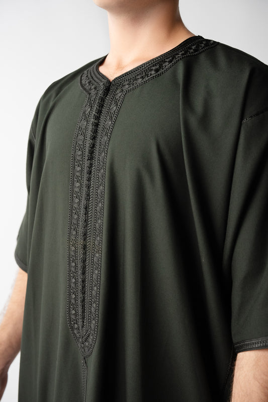 Off Black Slim Fit Moroccan Gandoura