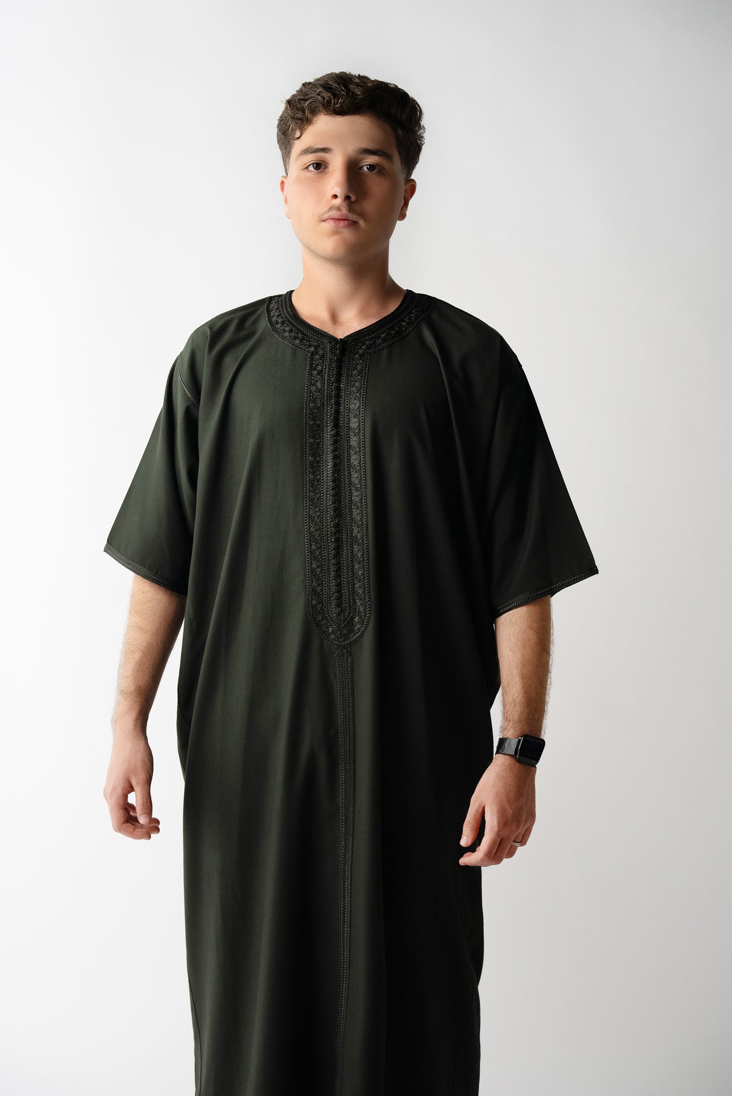 Off Black Slim Fit Moroccan Gandoura