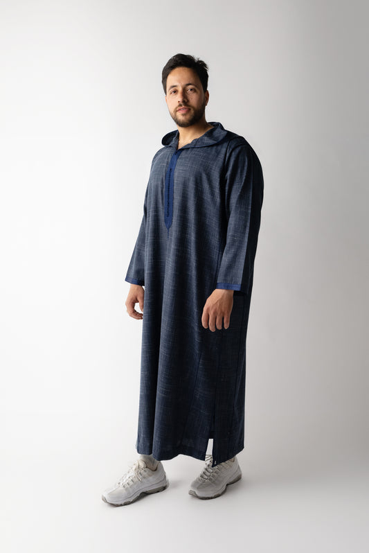 Jean Blue Hooded Linen Jilaba