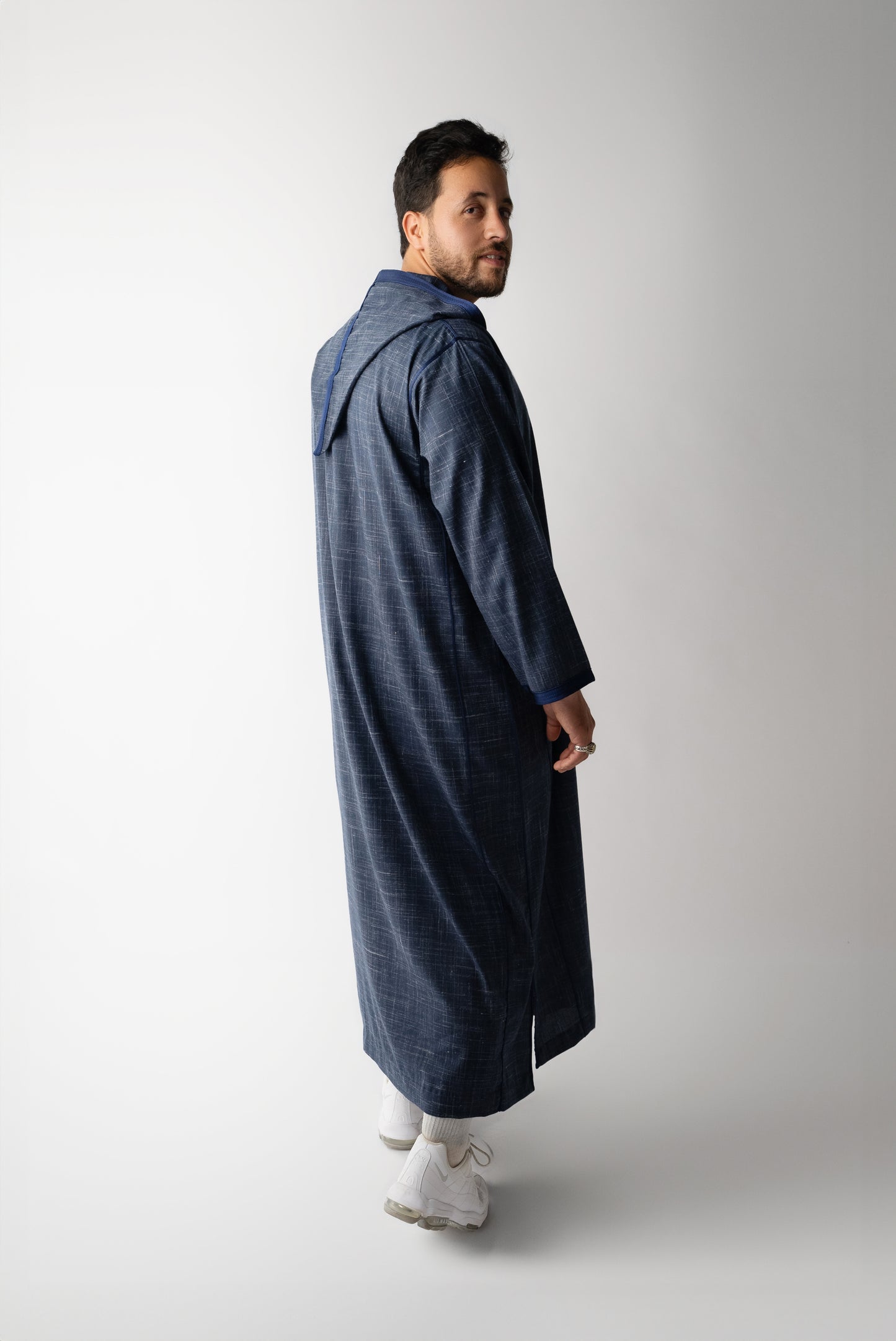 Jean Blue Hooded Linen Jilaba