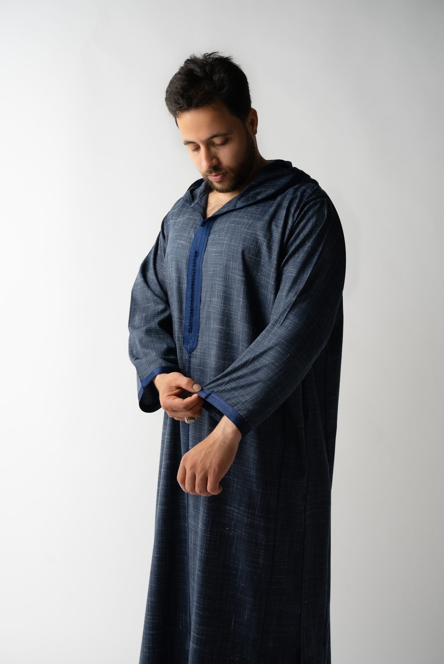 Jean Blue Hooded Linen Jilaba