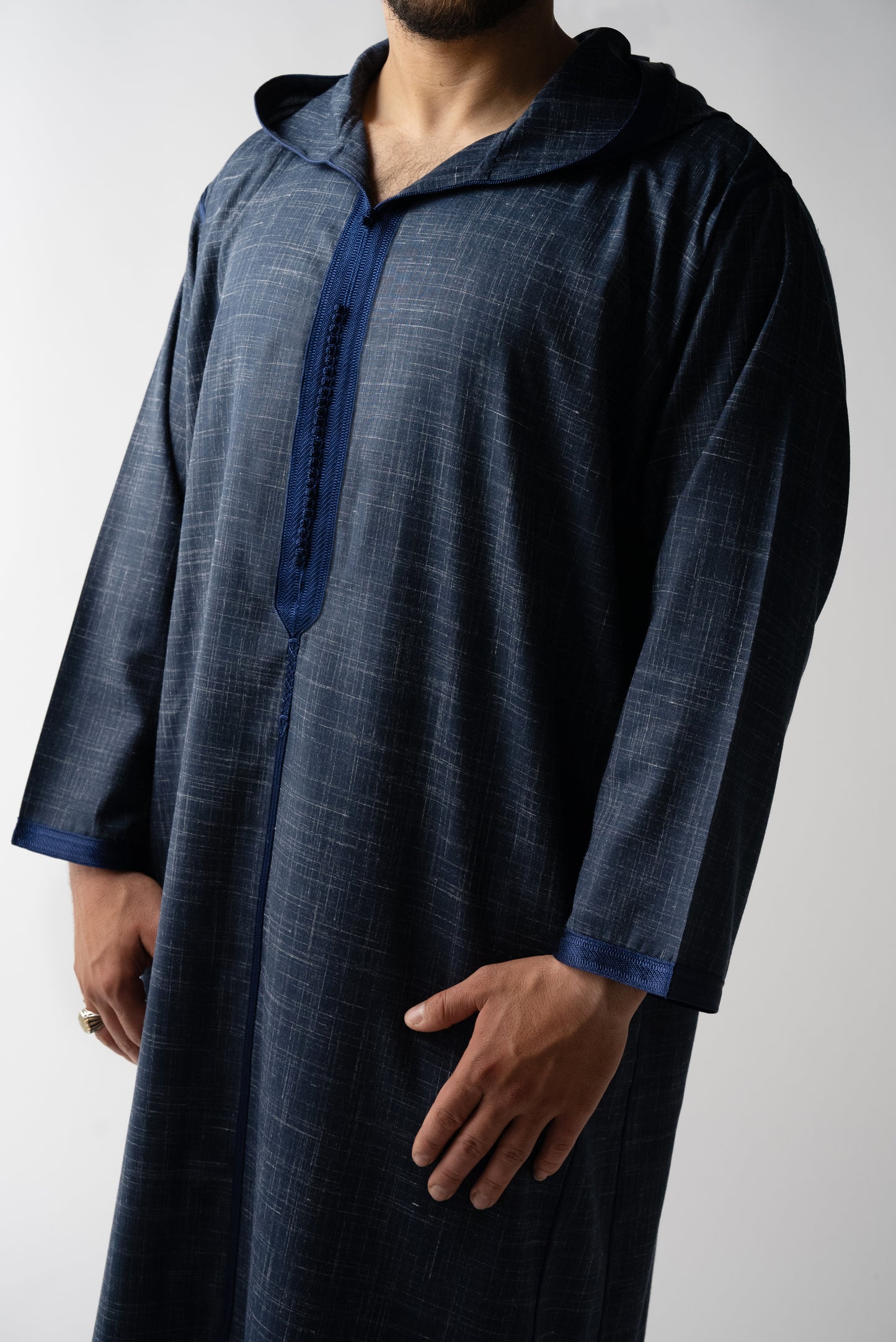 Jean Blue Hooded Linen Jilaba