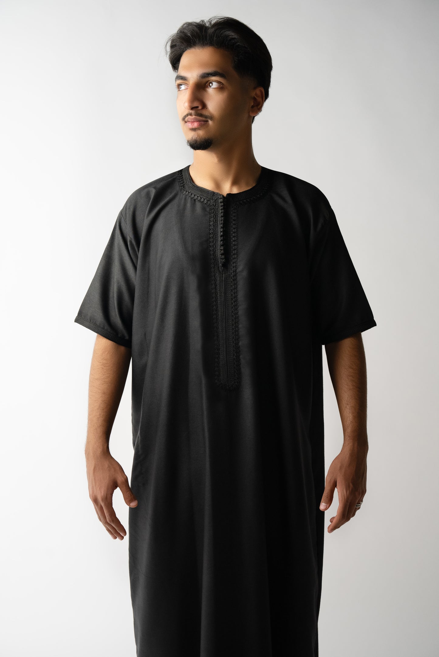 Pure Black Short Sleeve  Moroccan Qamees