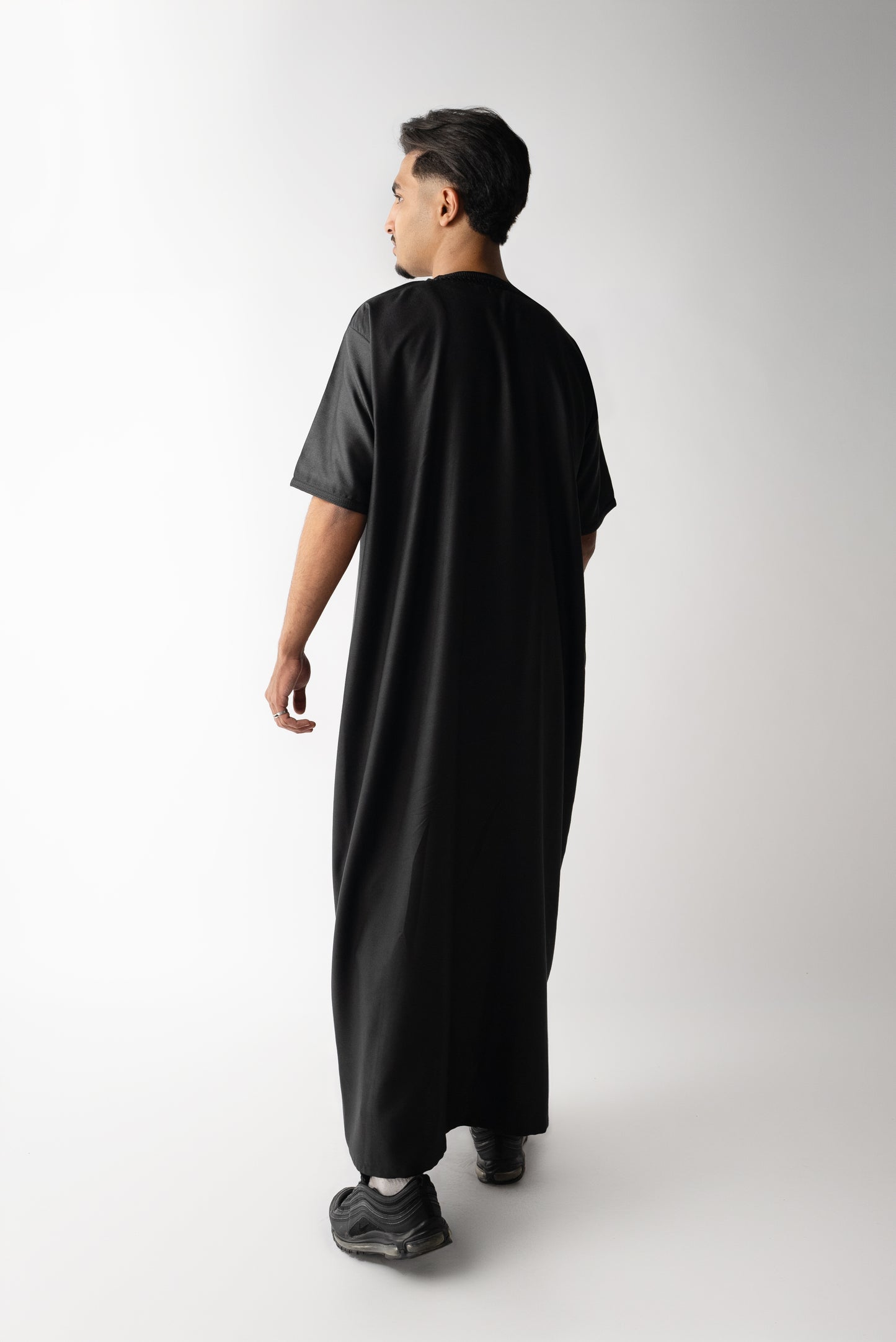 Pure Black Short Sleeve  Moroccan Qamees