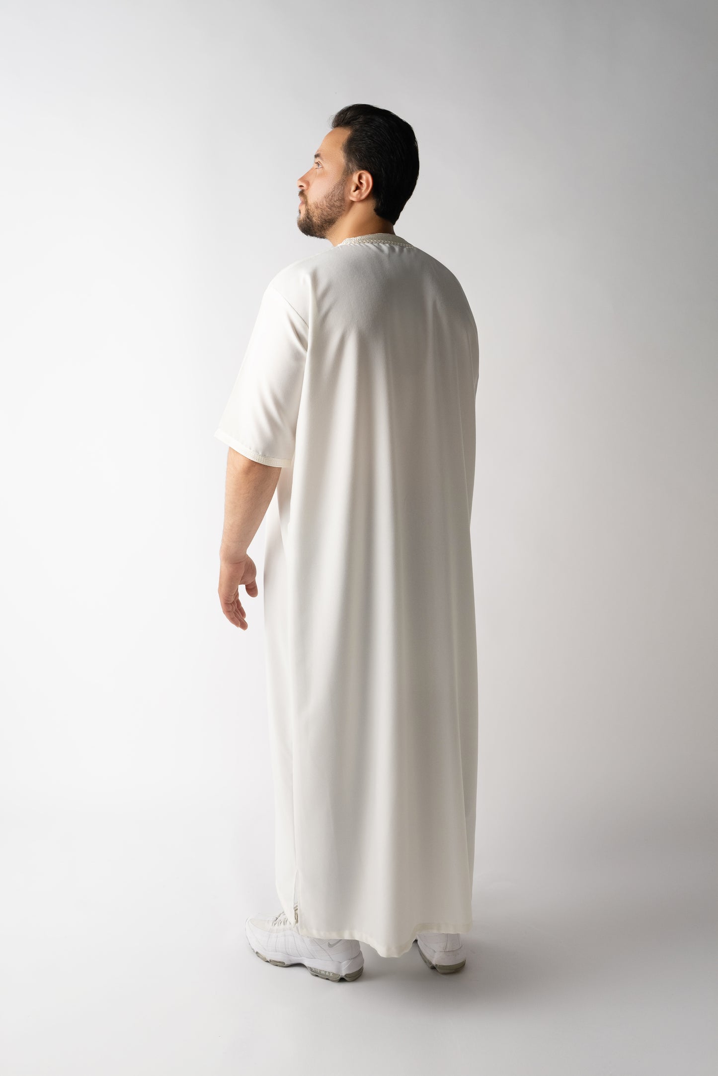 Off White Short Sleeve  Moroccan Qamees