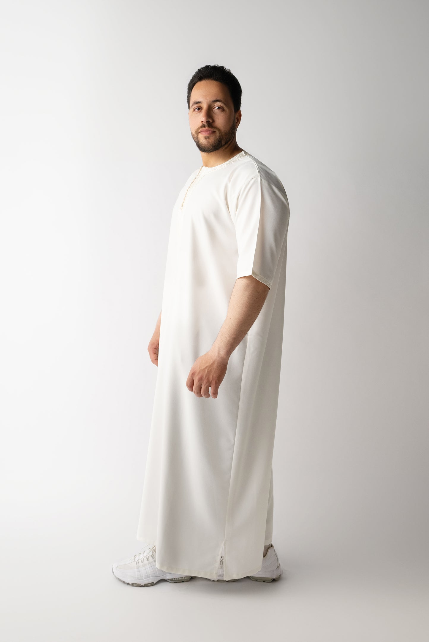 Off White Short Sleeve  Moroccan Qamees