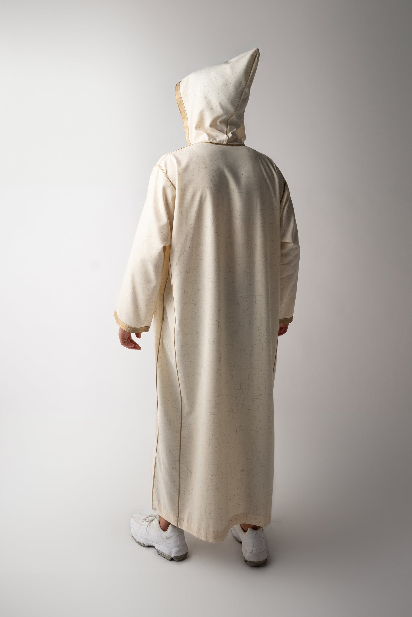 Cream & Gold Hooded Linen Jilaba