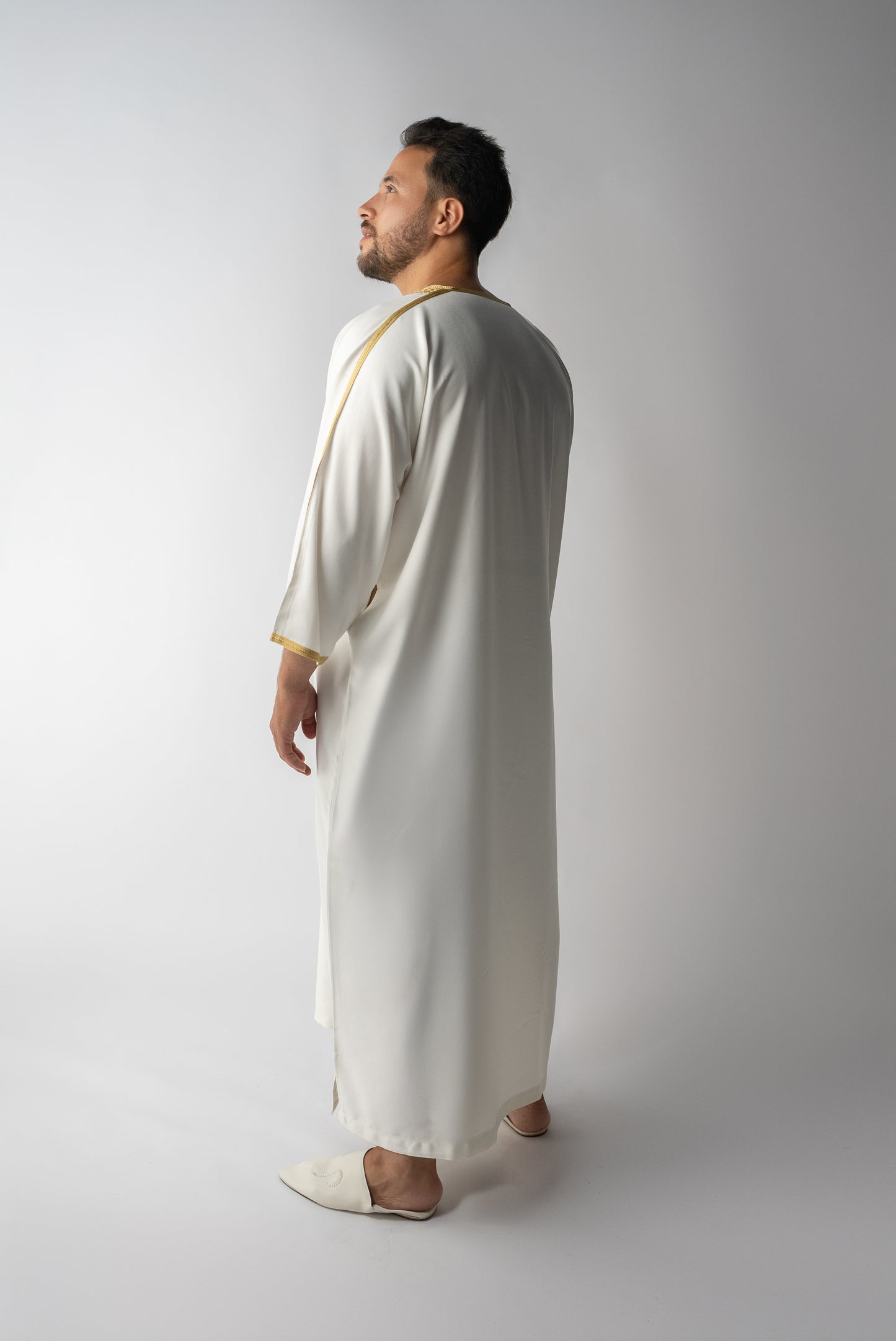 Off White & Gold Moroccan Gandoura